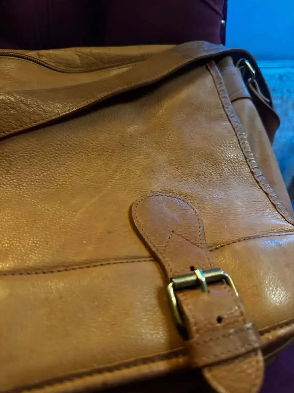 Vintage Boulder Ridge Leather Glove Tanned Leather Briefcase Shoulder Bag Tan